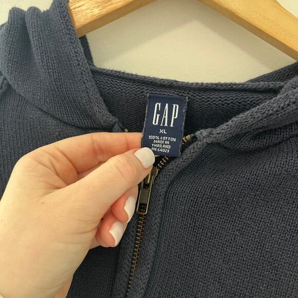 Gap Vintage Dark Blue Quarter Zip Hoodie Size XL - Picture 3 of 4